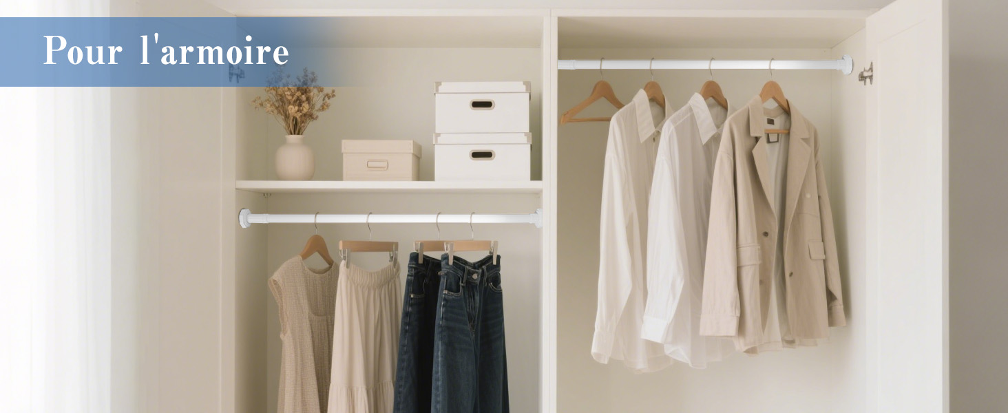 Регульована телескопічна штанга DEWEL для карнизів, душових кабін, без свердління, для штор, спальні, ванна кімната (діаметр 3см, 70-120см, білий)