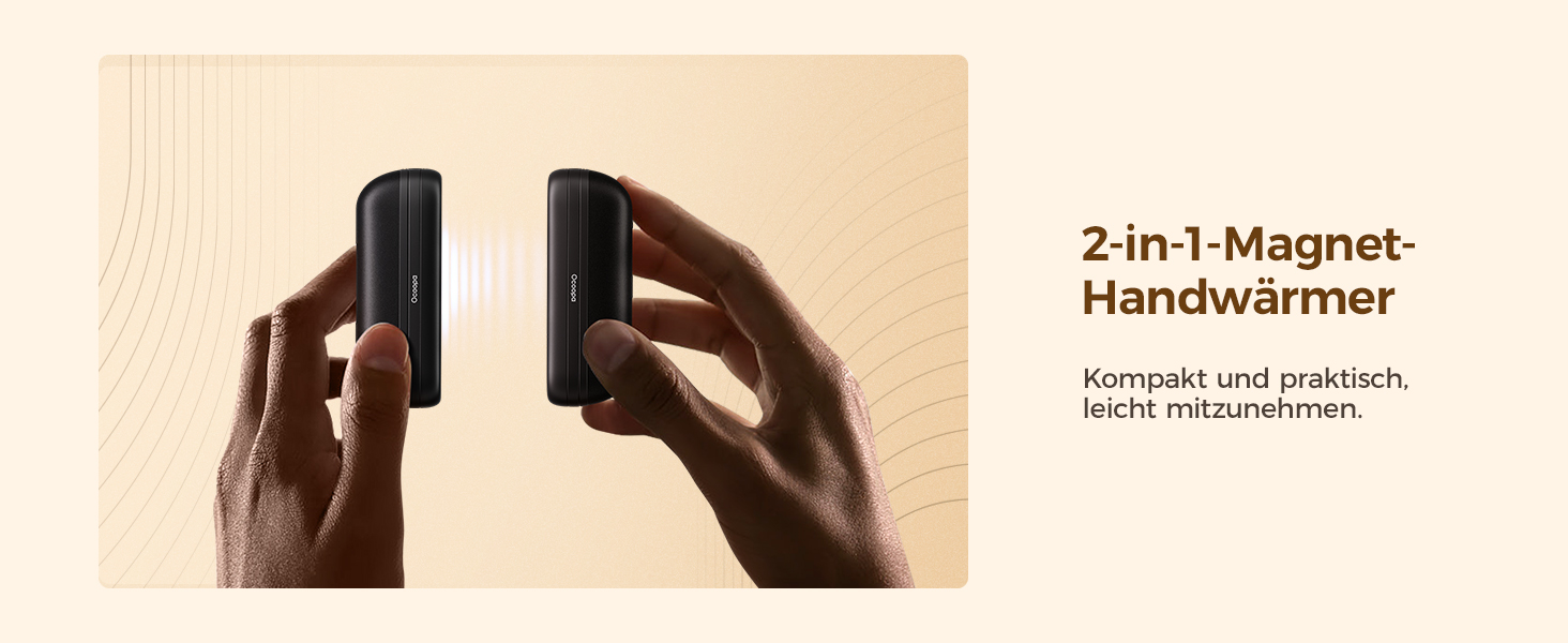 Грілки для рук OCOOPA UT2S Mini, 5200mAh, 2 шт. Магнітні електричні грілки для рук, багаторазові, для кемпінгу та міста