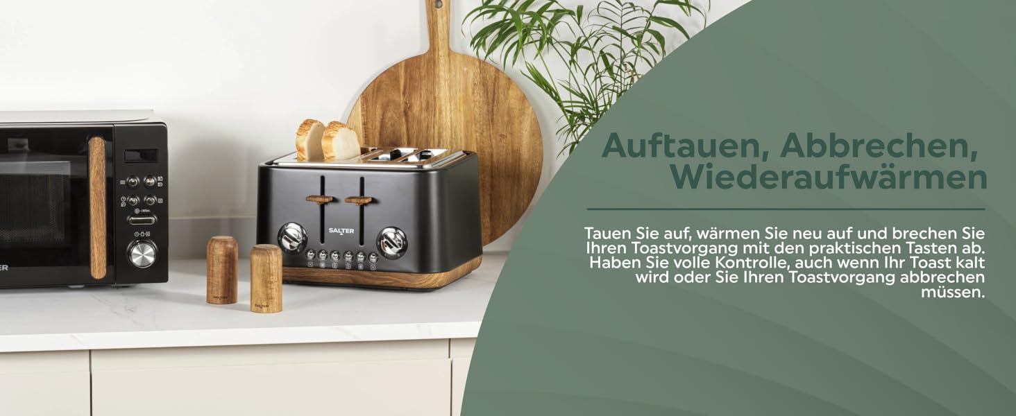 Тостер Salter Toronto 1.7L з функцією скороварки, 360° обертання, фільтром від накипу, дерев'яним дизайном, бездротове підключення, захистом від перегріву, автоматичним вимкненням та контролером Otter (білий)