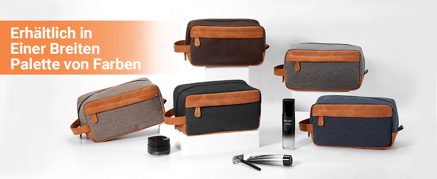 Чоловіча дорожня сумка Elviros для подорожей, подарунок для чоловіка, підвісна, косметичка-доріжній набір, водонепроникна, з PU-шкіри, велика місткість, для подорожей та ванної кімнати, чорна