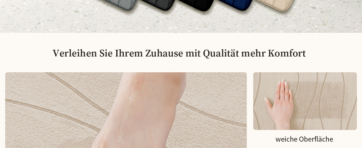 Килимок для ванної кімнати chakme з ефектом пам'яті (Memory Foam), протиковзкий та вологопоглинаючий, бежевий, 60x150 см