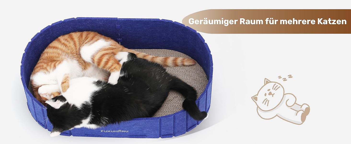 Котячий когтетоп FUKUMARU: диван з картону та фільцу, 61 см, блакитний