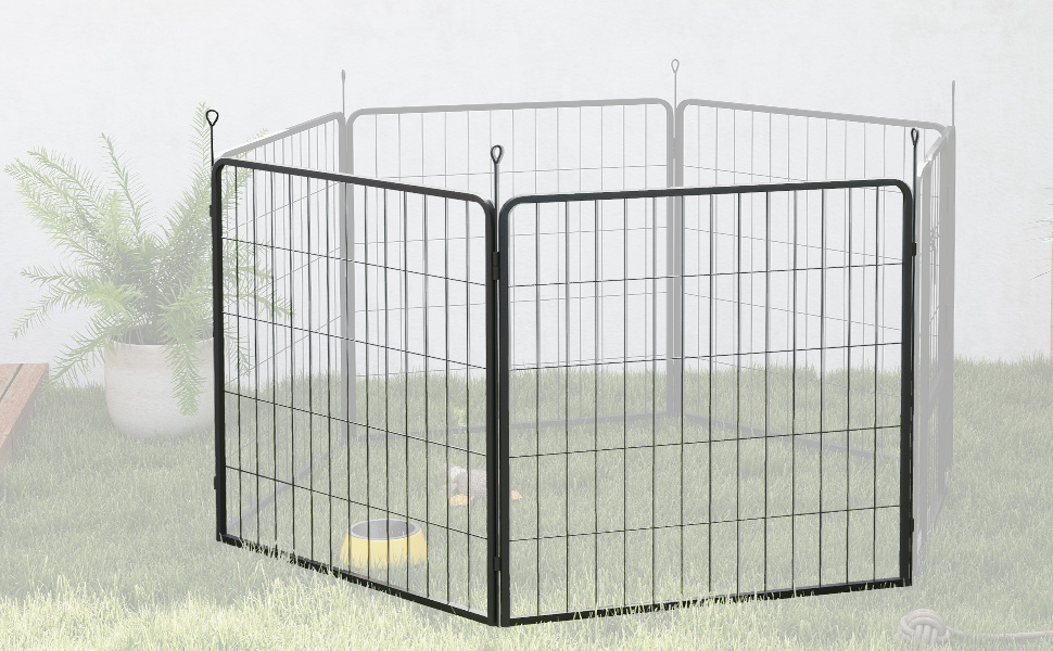 PawHut Розширювальні панелі для вольєру для собак (2 шт.), 80 x 80 см, сталевий загородження для цуценят та собак середніх розмірів, сірий