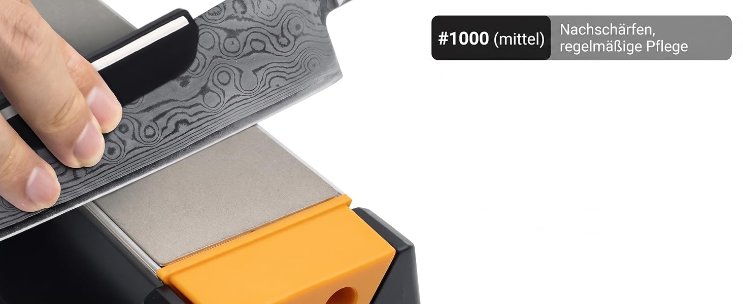 Набір японських точильних каменів для ножів з бамбуковою підставкою, направляючим кутом та двостороннім каменем (діамантове зерно 400/1000/8000)