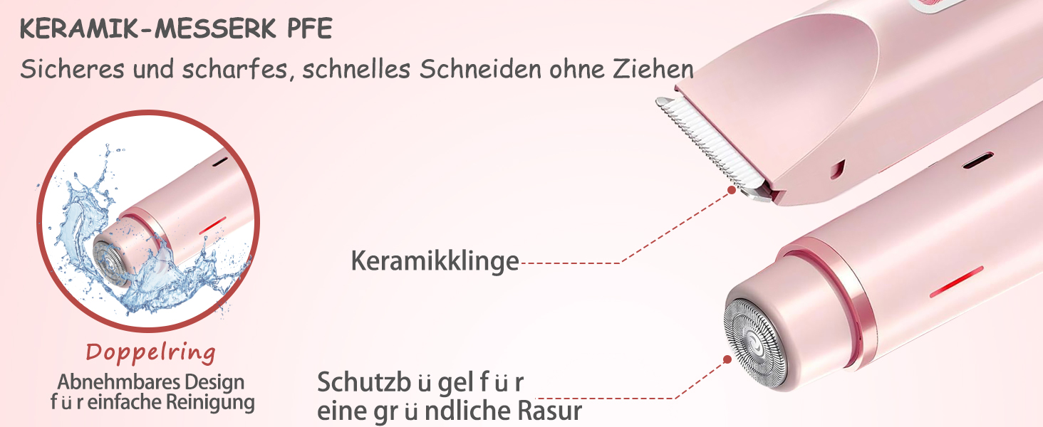 Електричний тример для бікіні для жінок, 2-в-1, рожевий. Тример для тіла, обличчя, брів, вусів, бороди, рук та ніг. Вологостійкий IPX7, для сухого та вологого використання.