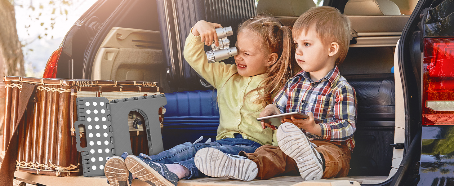 Складний табурет HOUSE DAY 27см чорний: міцний, з антиковзними ніжками та ручкою, для кухні, ванної, дитячої кімнати, кемпінгу (сірий)