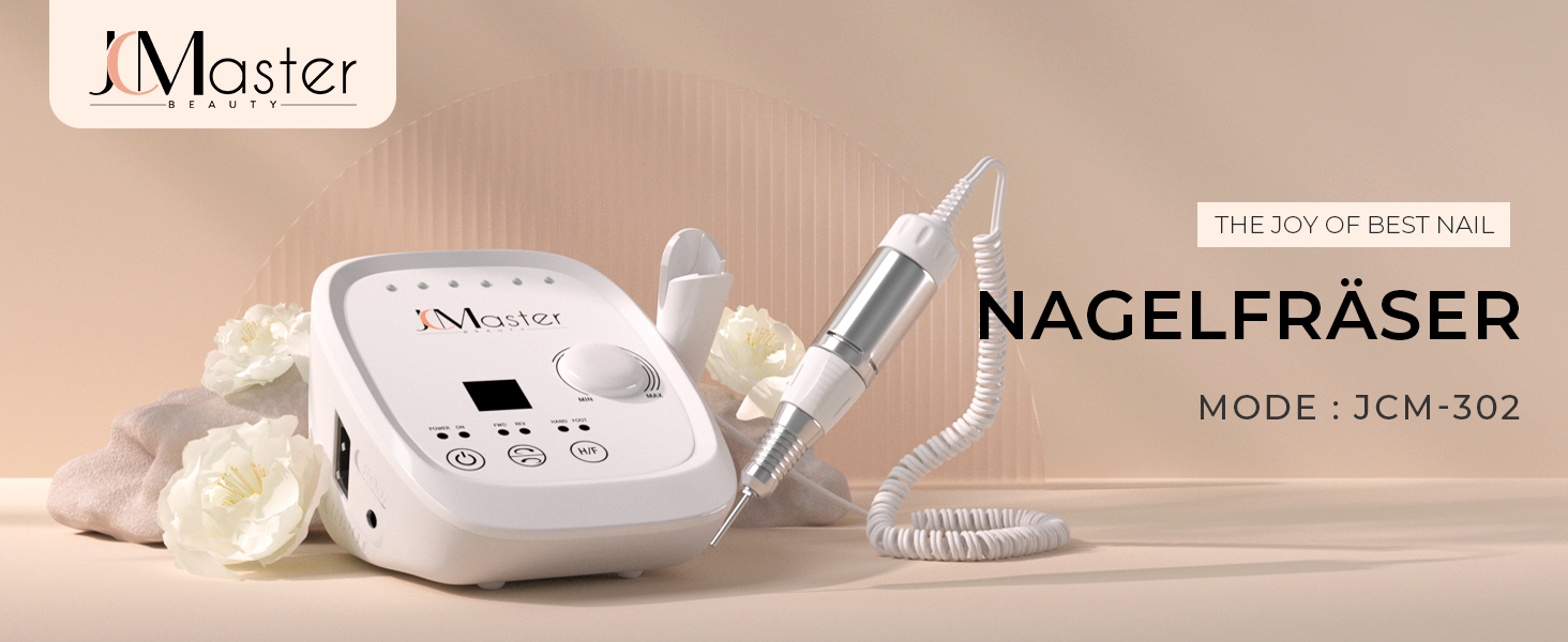 Nagelfräser JCMaster Profi: Електрична шліфувальна машинка для нігтів з педаллю, 35000 об/хв, 6 біт, чорна