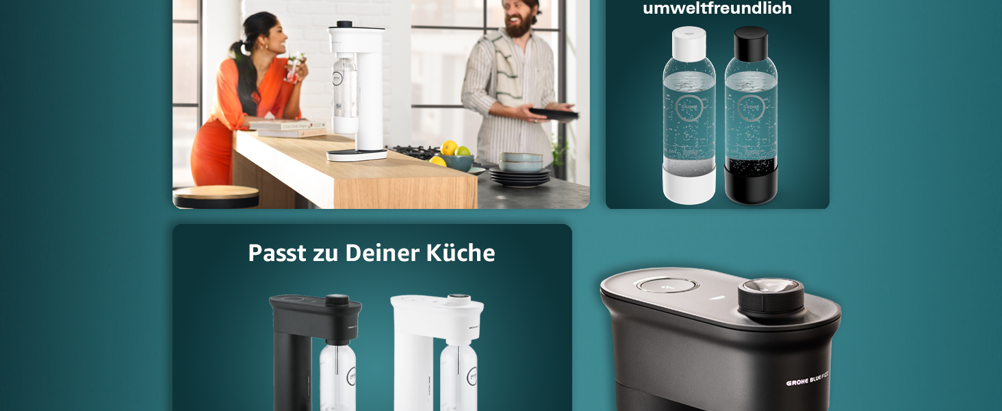 GROHE Blue Fizz Набір для газованої води (3 рівні газування, без CO2 балона, 1x 0,85л пляшка + засіб для чищення), чорний, 31943K00