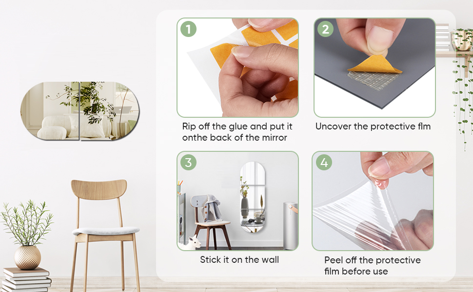 HD акриловий дзеркальний наліпка на стіну, самоклеючий, для макіяжу, фітнесу, дитячої кімнати, декор плитки (4)