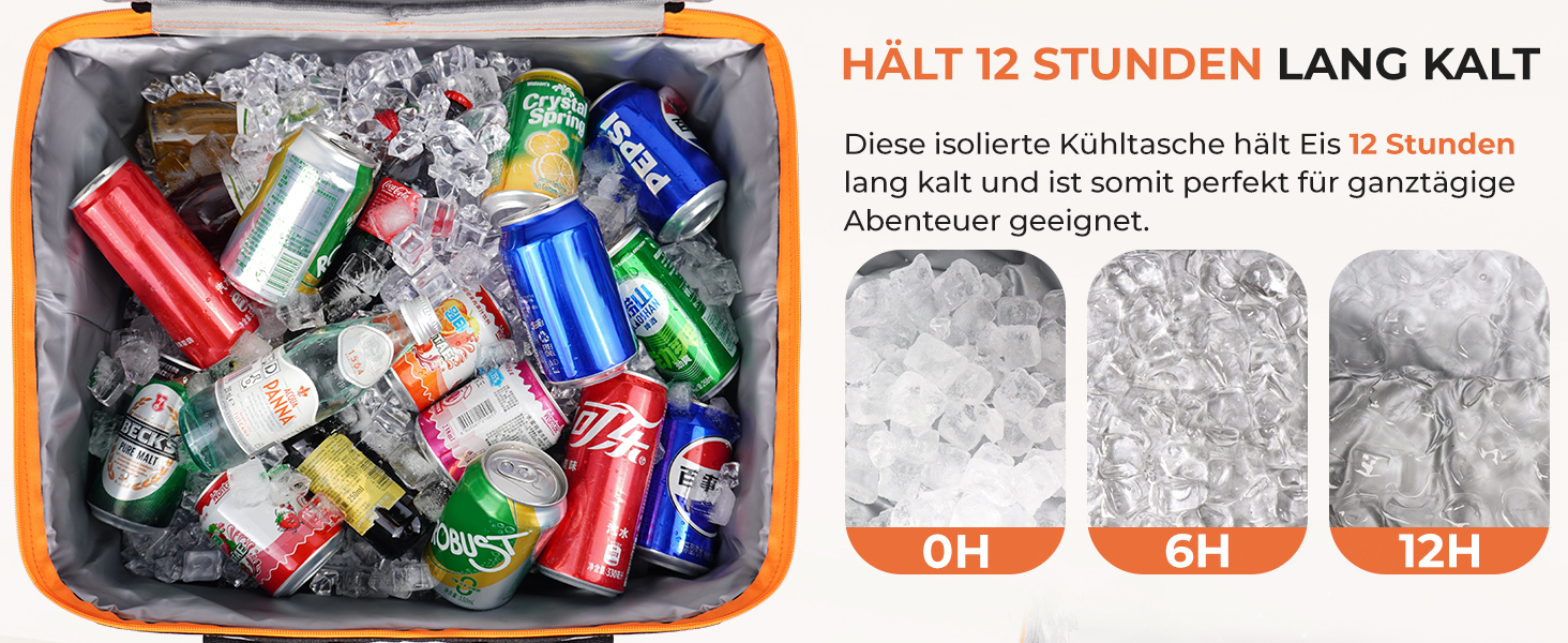 Сумка-холодильник INSMEER 50 л, 80 банок, сіра - для пікніка, кемпінгу, пляжу