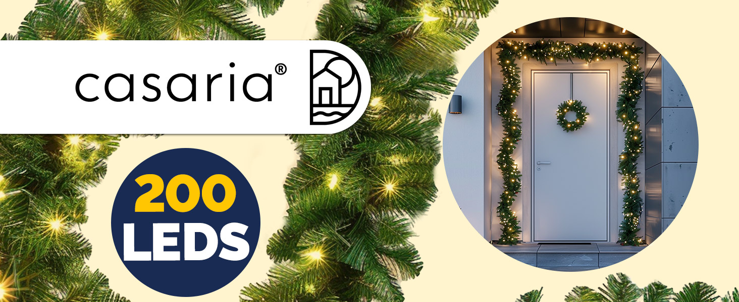 Гірлянда святкова CASARIA 5м, 100 LED, тепле біле світло, для прикраси дому та саду