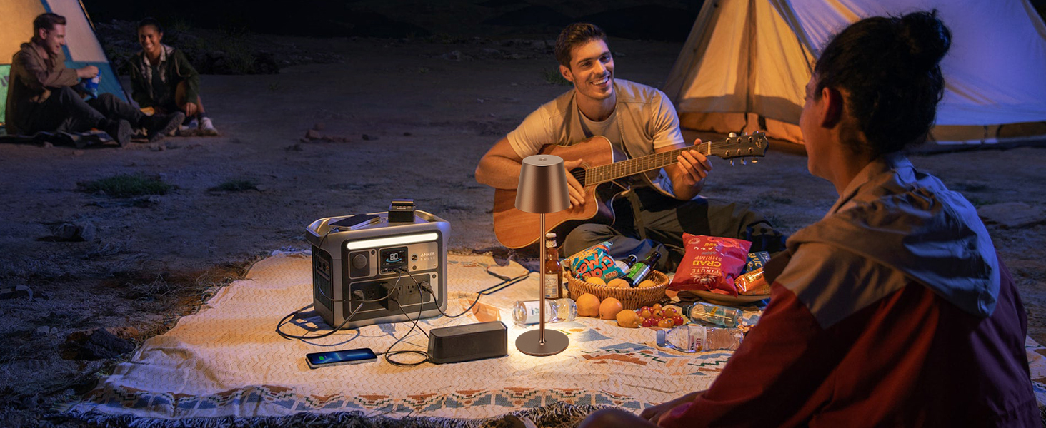 Набір з 2 бездротових настільних світильників LED з акумулятором, диммер сенсорний, 3 режими кольору, USB-C зарядка для спальні, столу, кемпінгу (Чорний)