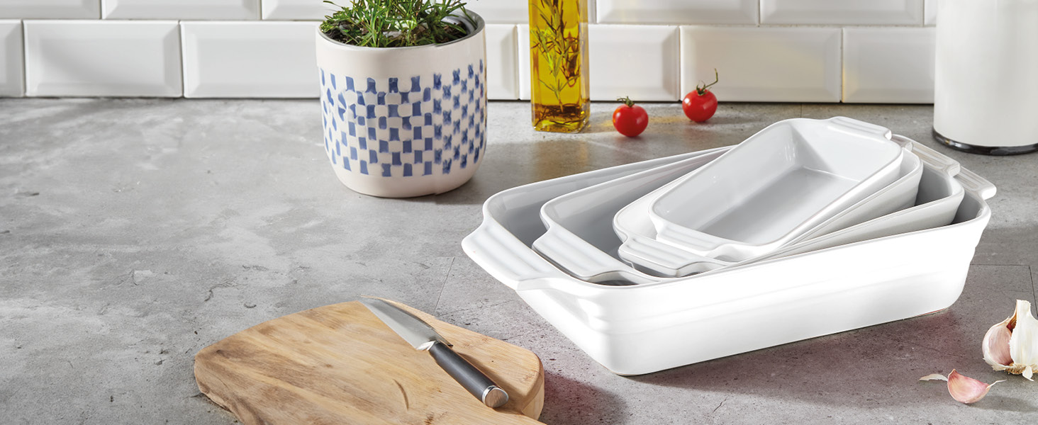 Форма для запікання KHG велика 40 см, блакитна, на 4-6 осіб, об'єм 3 літри, кераміка, прямокутна, стійка до подряпин, для лазаньї, тірамісу та інших запіканок, 1 шт.