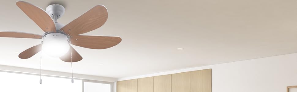 Стеляний вентилятор Cecotec EnergySilence Aero 350: 50W, діаметр 81 см, лампа, 6 лопатей, 3 швидкості, функція зими, білий/декорована деревом, сталь