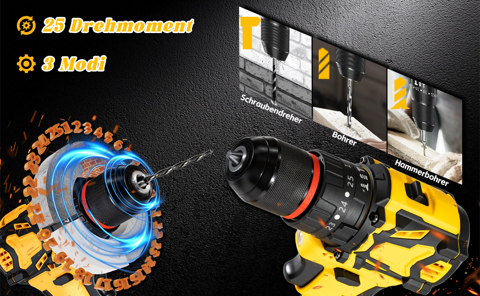 Акумуляторний шуруповерт 21V безщітковий, 2 акумулятори 2.0Ah, 70 Nm, 25+3 ступені крутного моменту, 2 швидкості, LED-ліхтик, патрон 10 мм, для ремонту та DIY