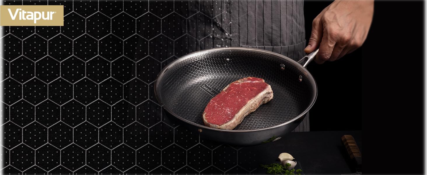 ROSMARINO HexaPro 3.0 28 cm Stainless Steel Pancake Pan - High-quality non-stick coating, oven-safe - Ideal for the versatile kitchen. Pancake pan, 28cm
