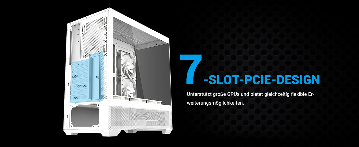Корпус ПК SAMA V40 Mid-Tower ATX з 6 вентиляторами 120 мм ARGB PWM, подвійні панелі з загартованого скла, Dual Chamber, USB 3.1 Type-C, підтримка ATX/mATX/ITX GPU, білий колір