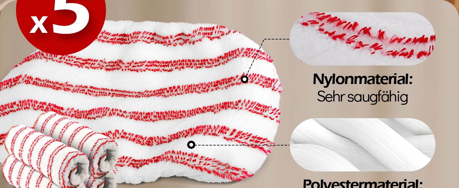 Набір для миття підлоги з відром, вичавлювач для підлоги, набір мопів 2 в 1 з регульованою ручкою з нержавіючої сталі та 6 мікрофібровими насадками, підходить для плитки та ламінату (Wischmopp Groβ)