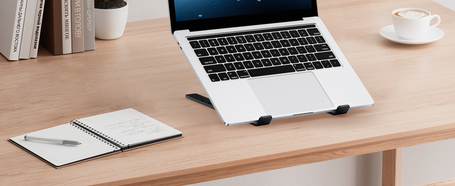 Підставка для ноутбука Babacom, алюмінієва, 5-рівнів, регульована висота, вентильована, сумісна з MacBook Pro Air та іншими ноутбуками 10-15.6” та планшетами (чорна)