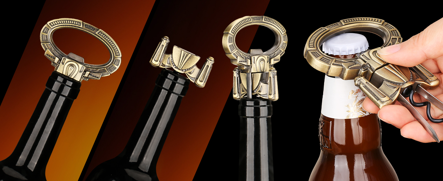 Відкривачка для вина LKKCHER з двома зубцями, для старих винних пляшок, професійна, бронзова з подарунковою коробкою та листівкою