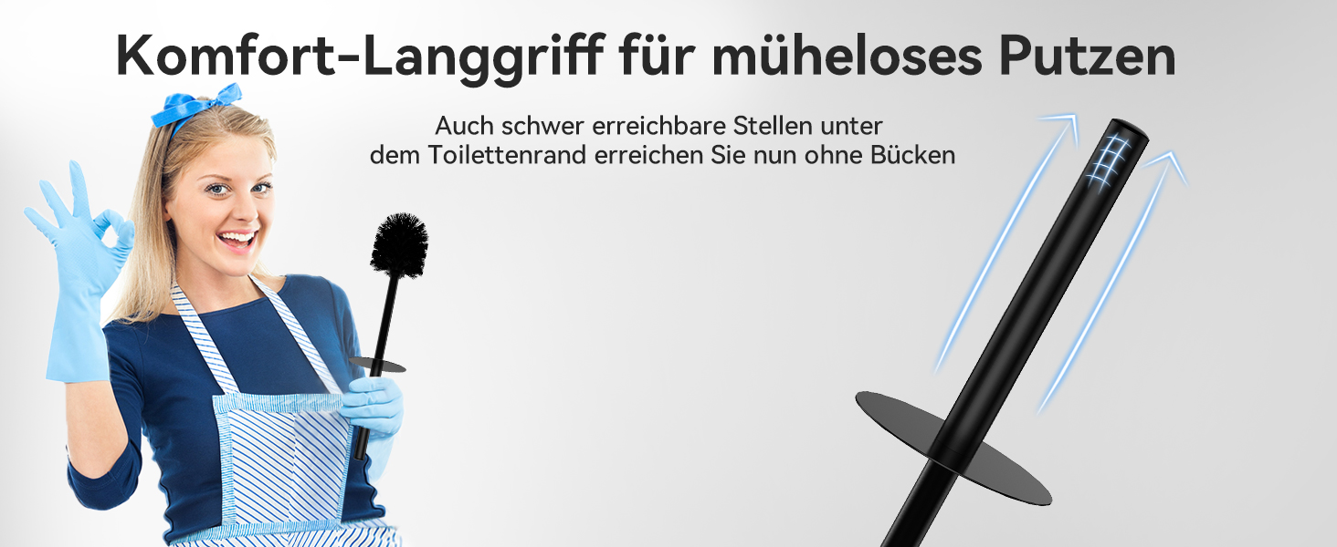 Набір для туалету DOWRY: щітка для унітазу з підставкою (2 насадки), металева, чорна, прямокутна