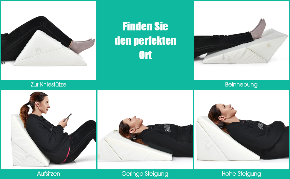 Підголовник GOPLUS для ліжка: подушка для читання, подушка для відпочинку, з піною з пам'яті, знімний чохол, подушка для ніг, подушка для спини, ергономічна з ручкою, подушка для вен, подушка для відпочинку для дивану/крісла, 54x32x50,5 см (Сірий)