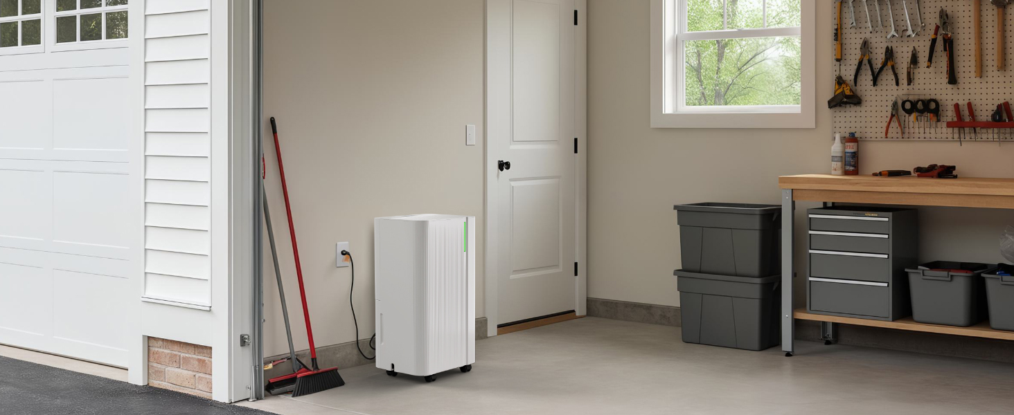 EUHOMY Електричний осушувач повітря 12л/24г, тихий та енергоефективний, з відведенням води, автоматичним розморожуванням, 3 режими, для квартири 25м²/122м³, спальні, підвалу