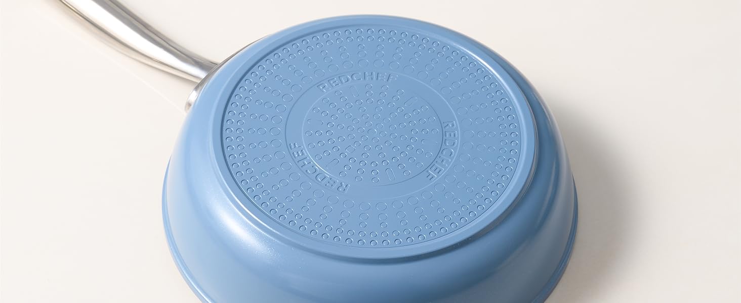 Набір сковорідок Redchef з керамічним покриттям, алюміній, 20/24/28 см, для всіх типів плит, антипригарне покриття, без PTFE, PFOA, PFAS, сумісний з індукцією, підходить для духовки, блакитний