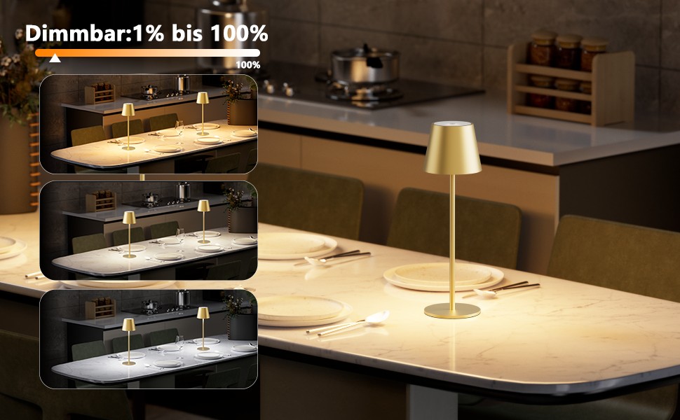 LED настільна лампа K-Bright з регулюванням яскравості, акумуляторна, бездротова, 3000K/4000K/6000K, 3 колірні температури, USB-C, IP54, чорна