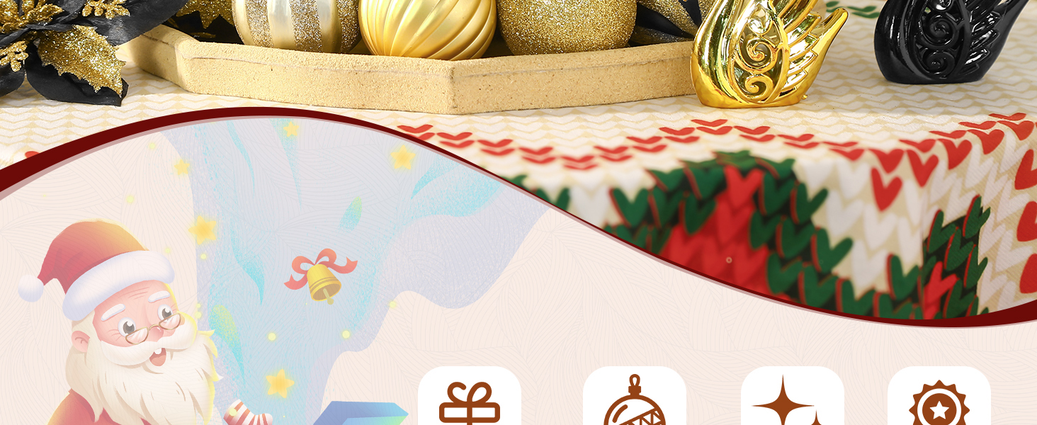 Набір прикрас для ялинки Alupssuc 128 шт. - ялинкові кулі, квіти, орнаменти, червоно-золотий, для свят, вечірок, з гачками