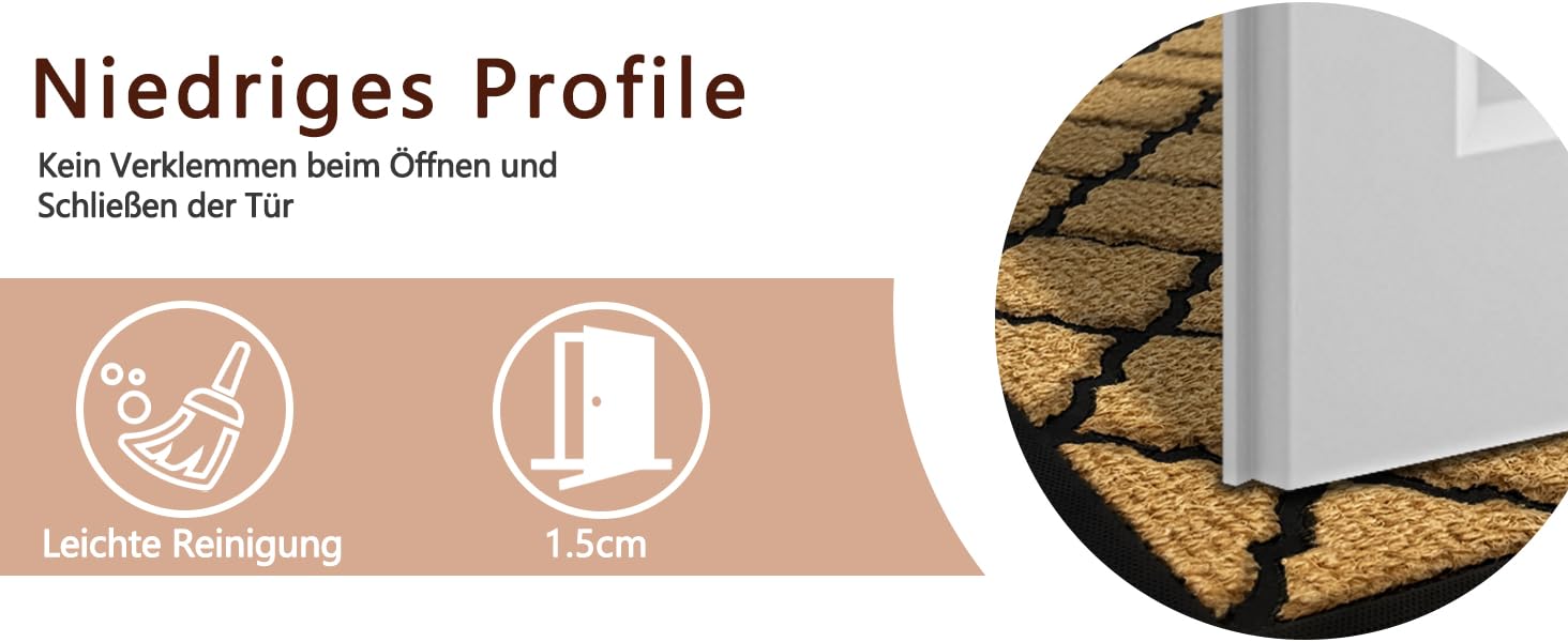 Придверний килимок Qingbei Rina 60x90 см, протиковзний вологопоглинаючий килим для входу, саду та тераси, коричневий, прямокутний