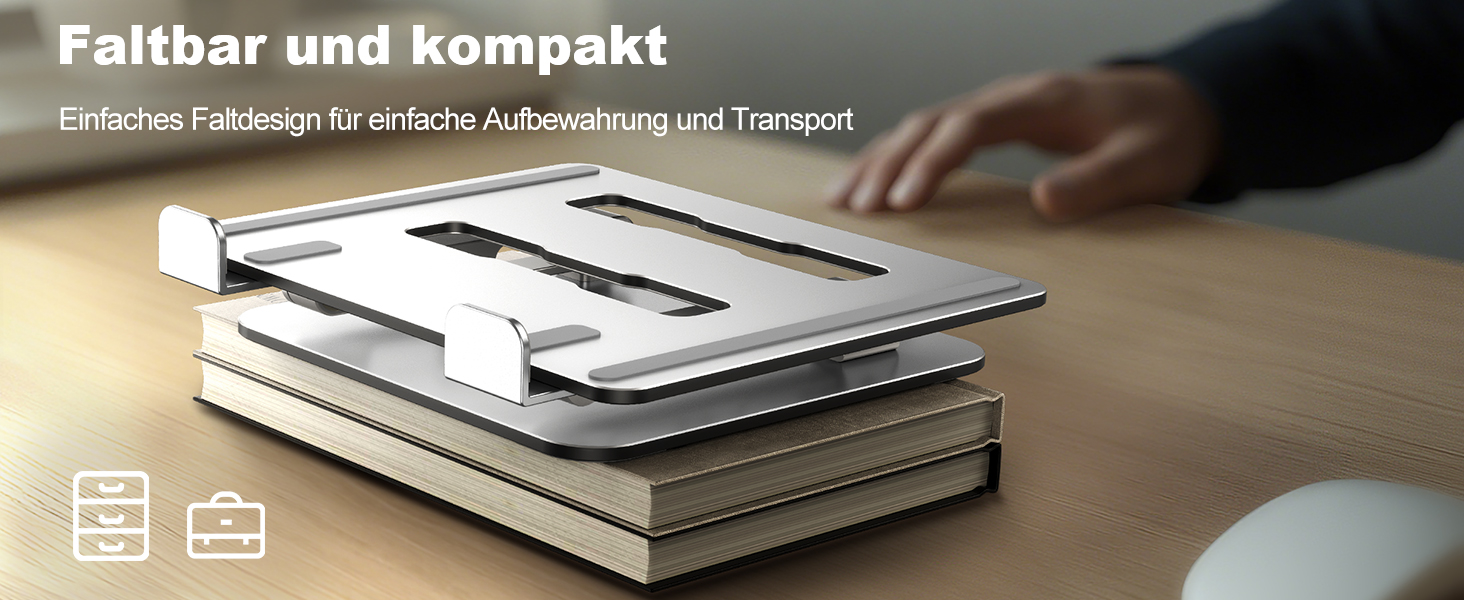 Підставка для ноутбука Babacom з охолодженням, регульована по висоті, ергономічна, складна, для MacBook Air/Pro (10-16 дюймів)