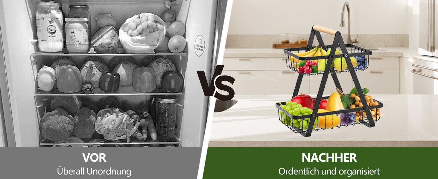 Металева етажерка для фруктів Stöckig – 3 яруси, чорна, для кухні, вітальні, офісу