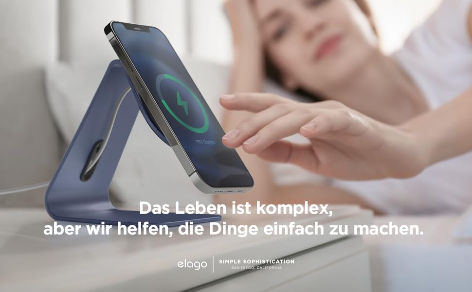 Підставка для зарядки iPhone Elago MS4 з MagSafe, алюміній, сумісна з iPhone 17/16/15/14/13/12, підтримка Standby (iOS 17) [Зарядний пристрій не входить] (Jean Indigo)