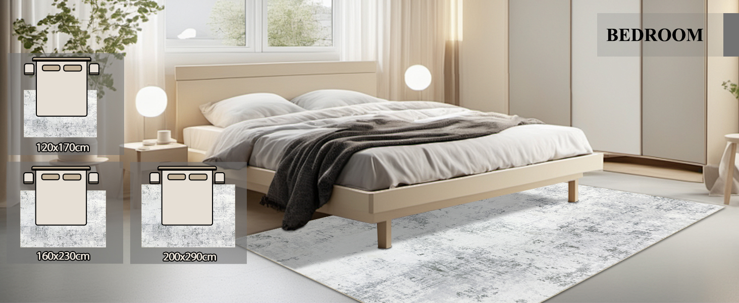 Килим для вітальні 160x230 см, абстрактний, короткий ворс, для спальні, миючий, сучасний, м'який, для дитячої, сірий (160 x 230 см, прямокутний)