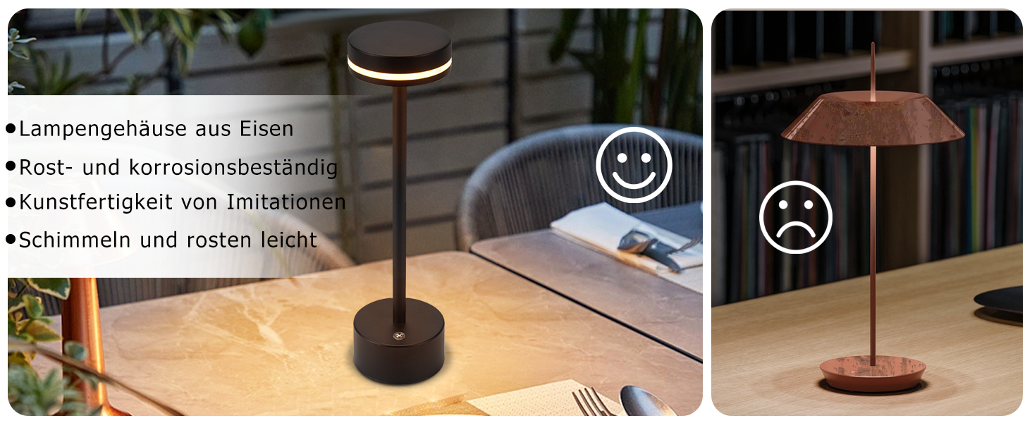 Настільна LED лампа акумуляторна 2 в 1 Schwarz - бездротова нічна лампа з димером, USB-C зарядка, сенсорне керування, для спальні, вітальні, офісу - чорна