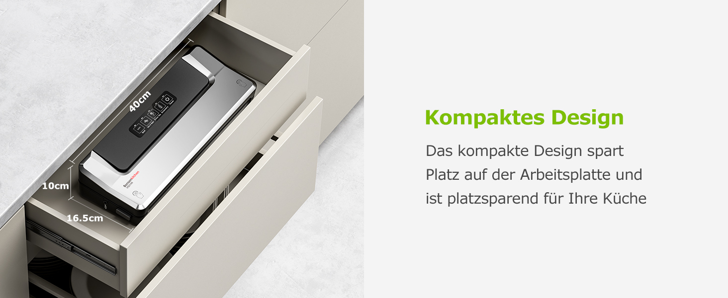 Вакуумний пакувальник Bonsenkitchen для зберігання продуктів та приготування су-від, з 40 пакетами, срібний