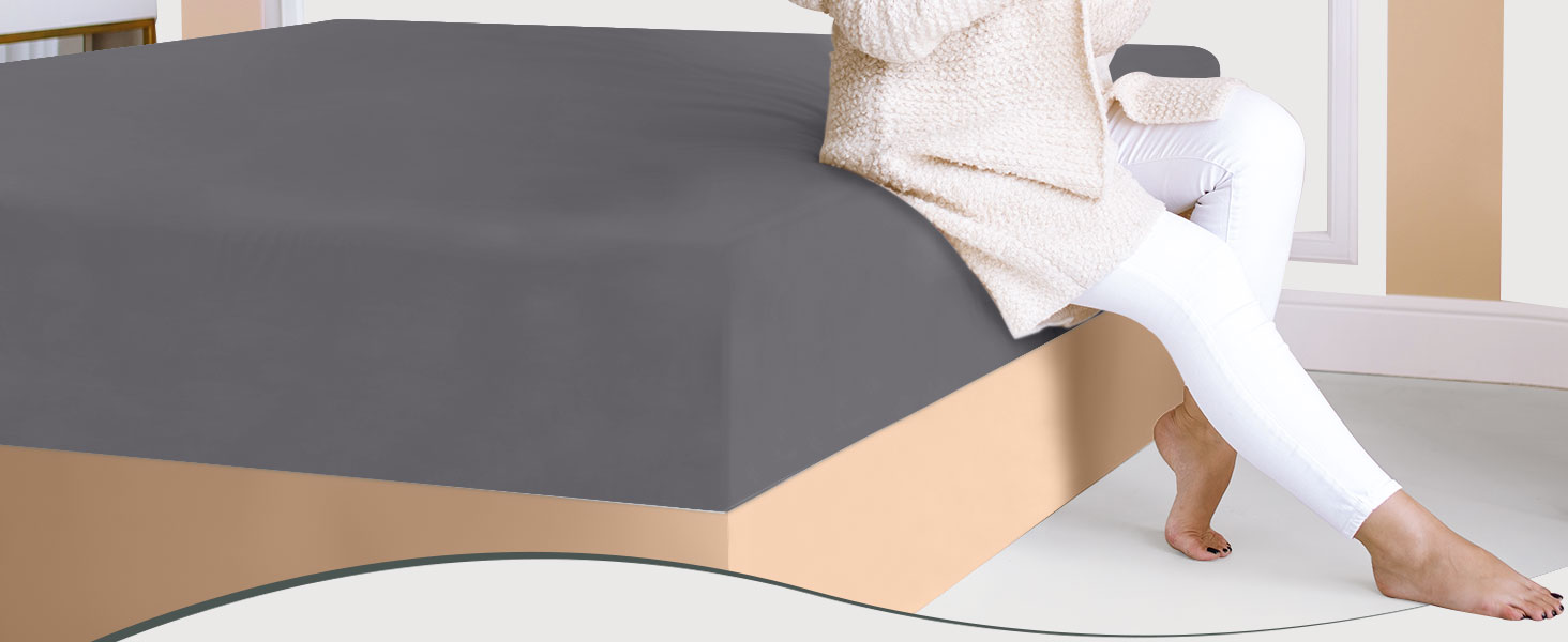 Utopia Bedding - 6-Piece Fitted Sheet Set - 90 x 200 cm - Grey - Brushed Microfiber Fitted Sheet - 35 cm Deep Pocket