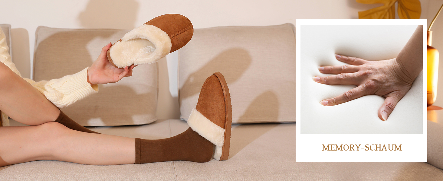 Тапочки домівок для жінок та чоловіків з штучного замшу, теплі зимові тапочки з піною з пам'яті, для дому та на вулицю, зручні, м'які, модель мюлі, 39 EU, коричневі