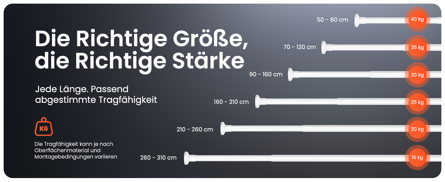 Штанга для душу без свердління 160-210 см, срібна, Ø 25 мм, телескопічна, з кріпленнями - для ванної, душової кабіни та перегородки (70-120 см, біла)