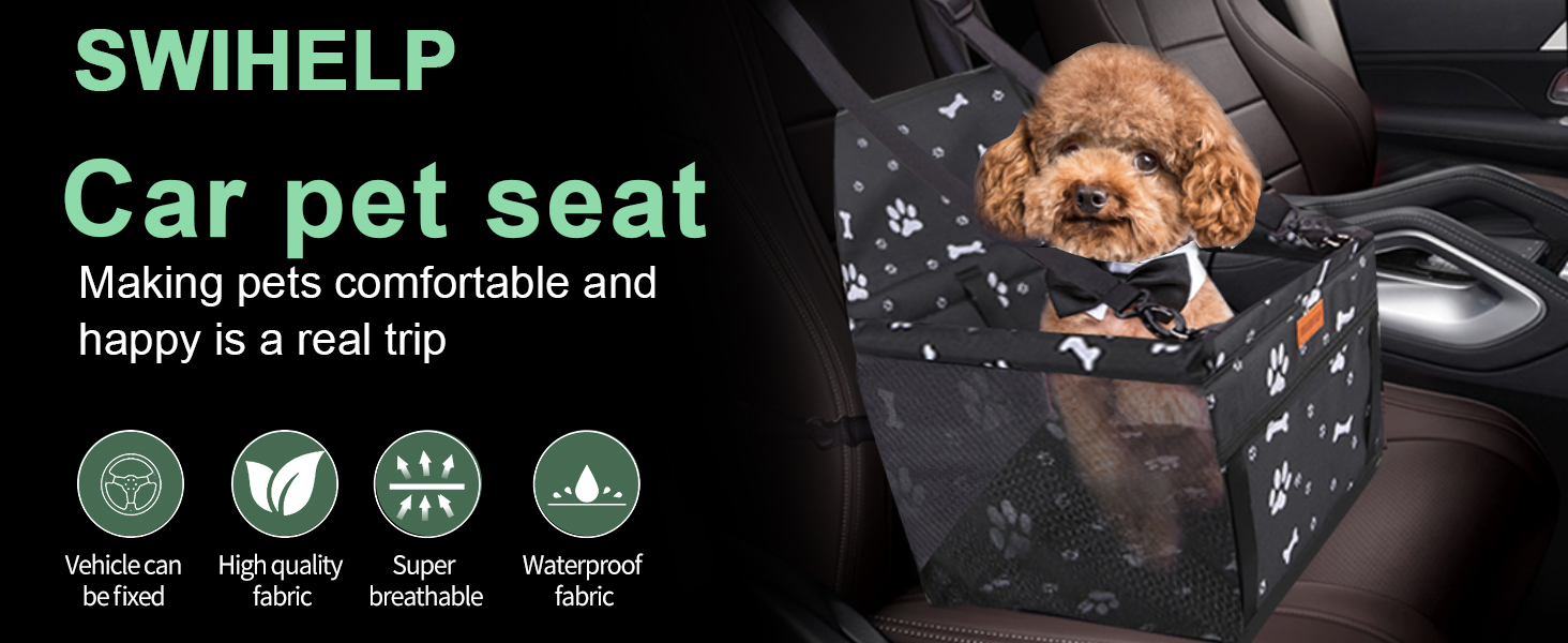 Автокрісло для собак - переноска для маленьких собак, водонепроникна, для заднього та переднього сидіння, з ременем безпеки
