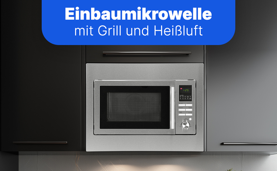 Вбудована мікрохвильова піч Bomann з грилем та конвекцією | 60 см | 900 Вт | 25 л | Нержавіюча сталь
