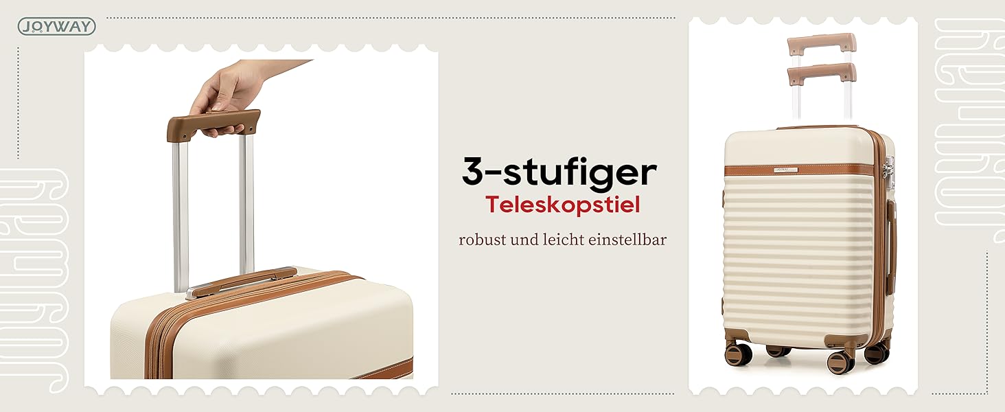 Набір валіз Joyway з ABS-пластику, розширюваний, на 4 колесах, з TSA-замком. Включає: 1 велика сумка, 1 косметичка (білий, M)