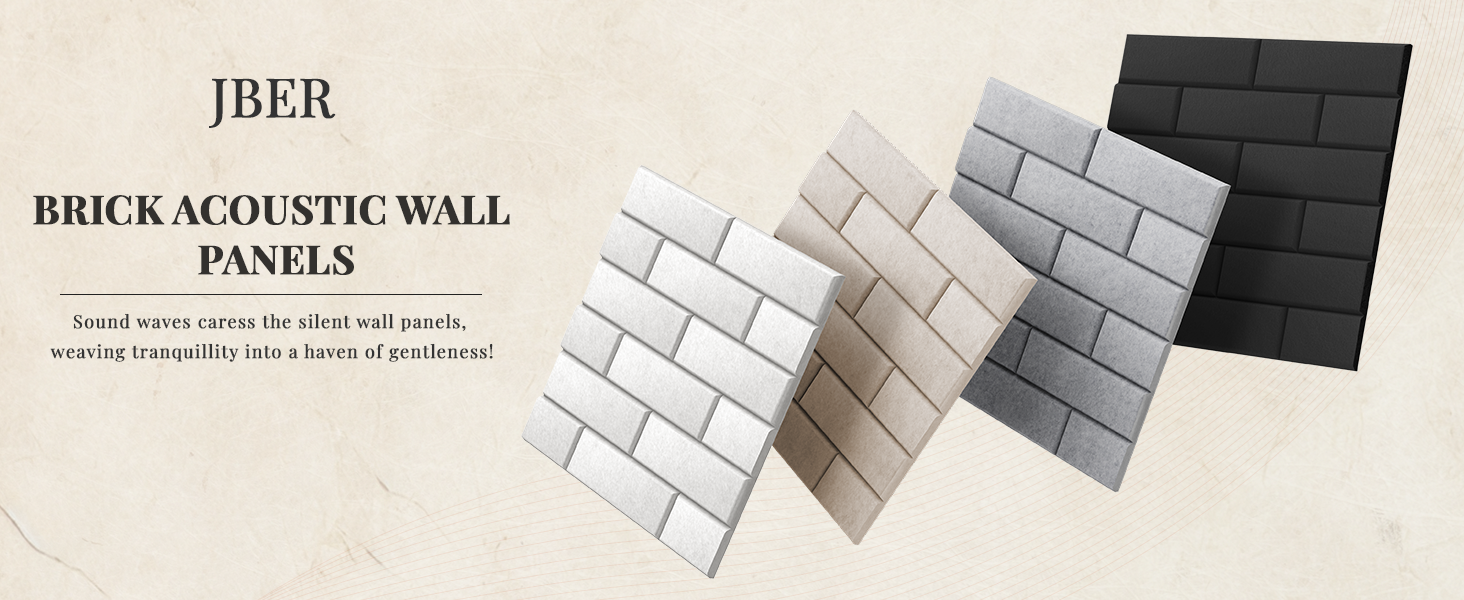 Акустичні панелі JBER самоклеючі для звукоізоляції, шумопоглинаючі панелі «цеглина» для студії, офісу та дому, 30 x 30 x 1 см, чорні, 12 шт.