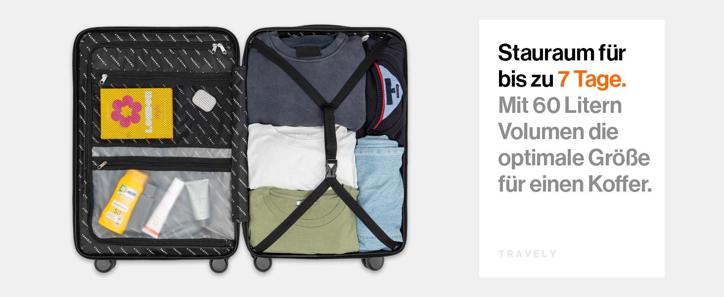 Чемодан Travely з полікарбонату, 67 см, 60 л - міцний валіза з TSA замком, зручні колеса, колір: туманно-зелений