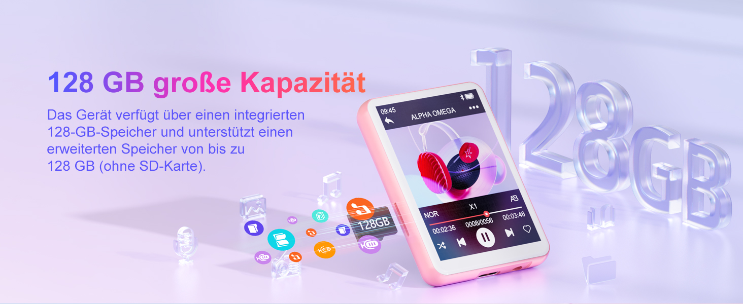 MP3-плеєр Oilsky 128GB Bluetooth 5.4, 2.4