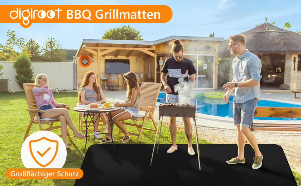 Килимок для грилю Digiroot 100x180 см: термостійкий, водонепроникний, для BBQ, каміну, кемпінгу