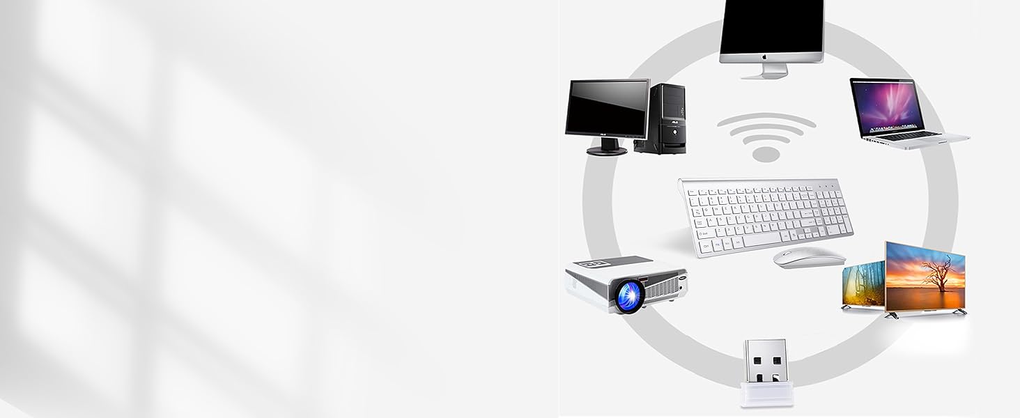 Комплект клавіатури та миші TopMate 2.4G Ultra Slim: тиха клавіатура з перемикачами Schissschalter та миша 2400DPI, USB, з батарейками AA/AAA, для PC/Laptop/Windows/Mac (Рожево-золотий/Білий)