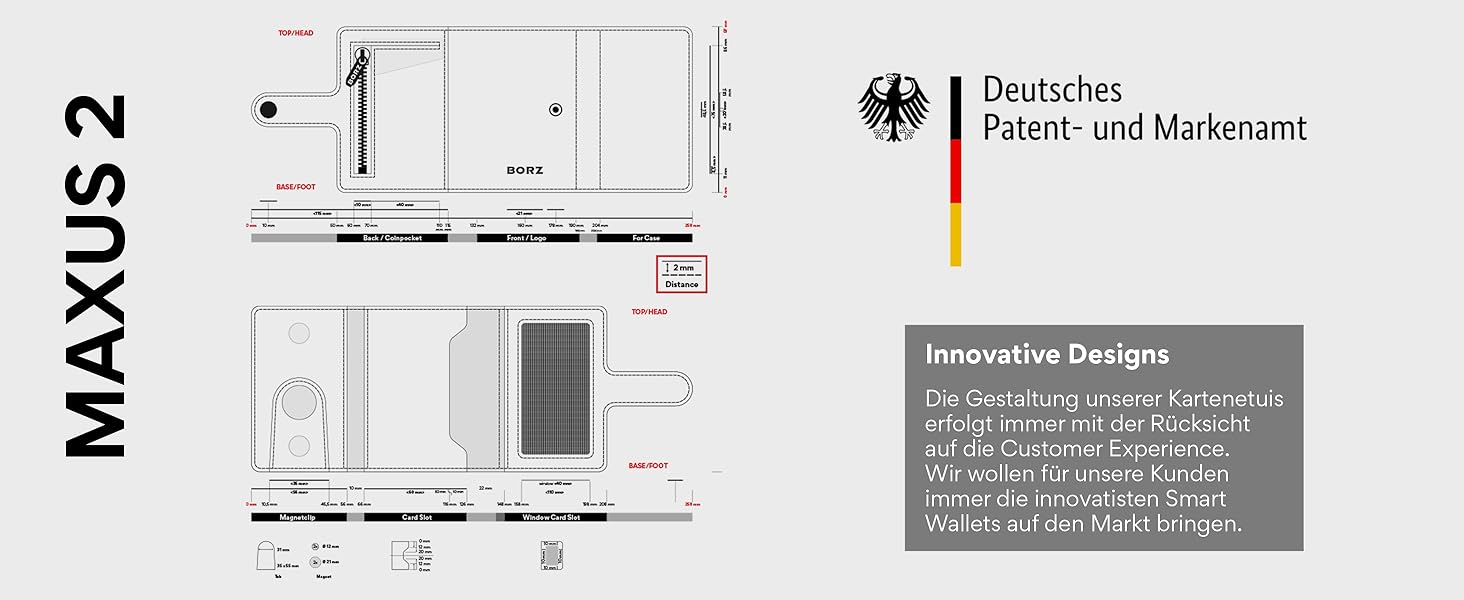 Крутий чохол-картхолдер BORZ Prime для AirTag з відділенням для монет, цифровою візитною карткою, захистом RFID, карбоном та червоною строчкою. Slim, шкіряний, з червоною строчкою.