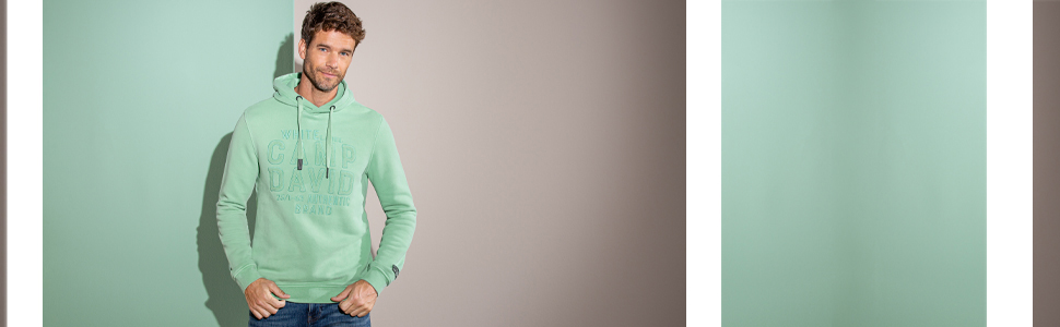 Чоловічий легкий худі Camp David з ефектом вигорання та малюнком, колір чорний, розмір XL